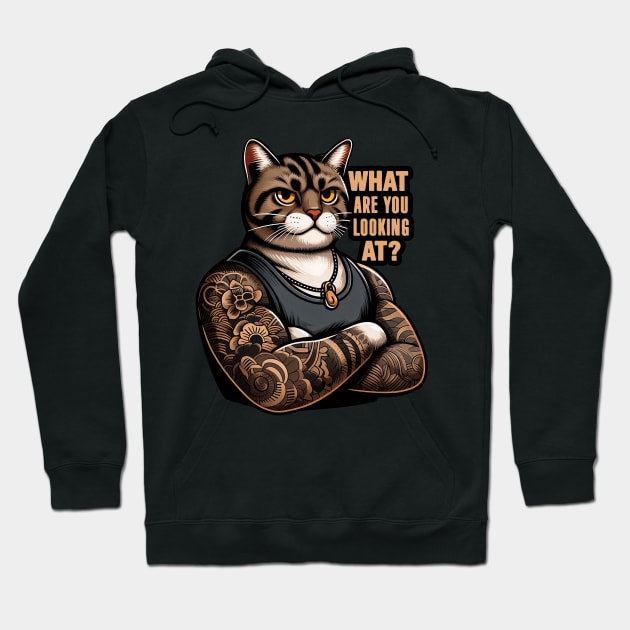 What Are You Looking At meme Tabby Cat Hoodie by Plushism